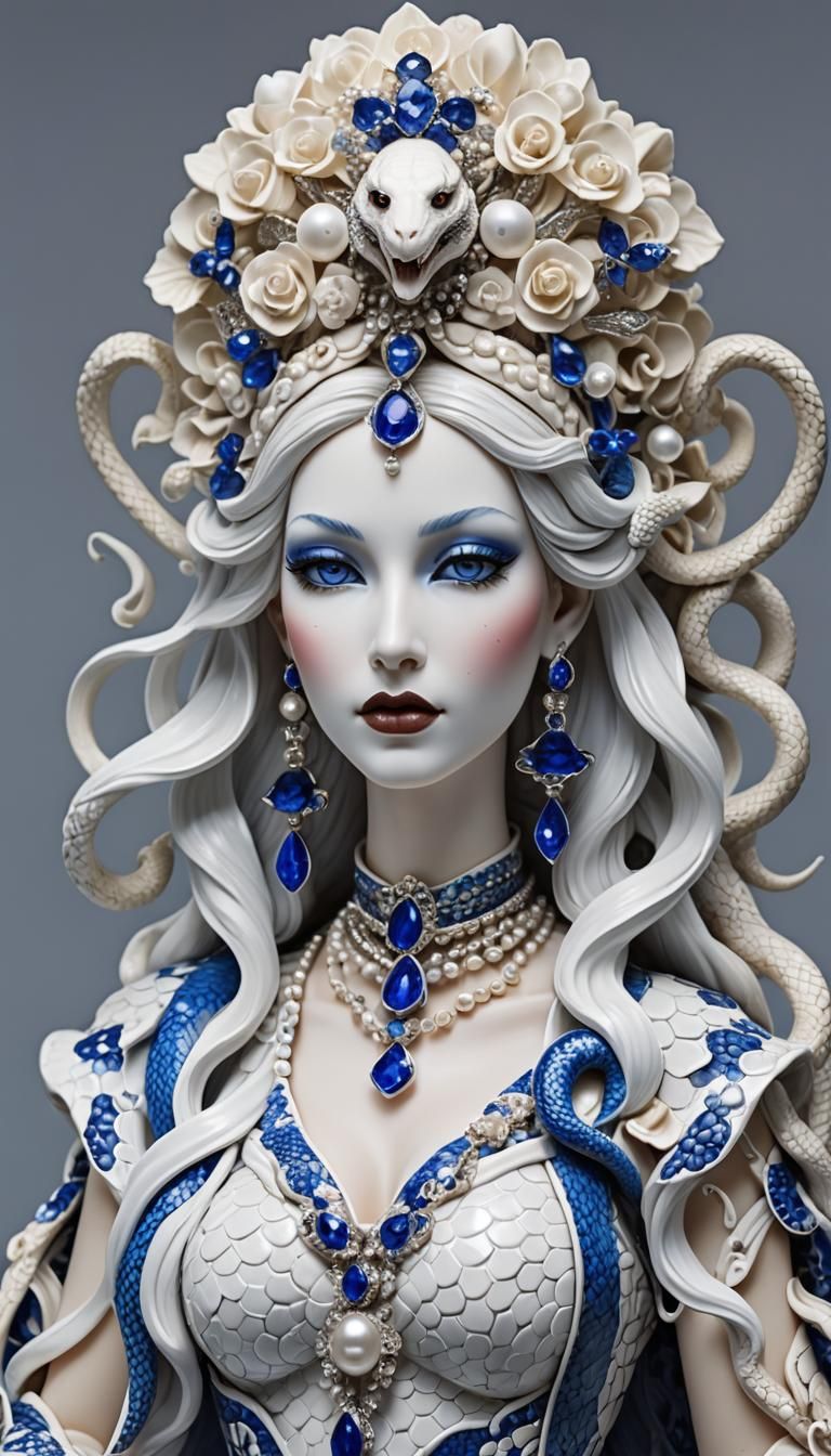 Snake Goddess Porcelain Figurine #8