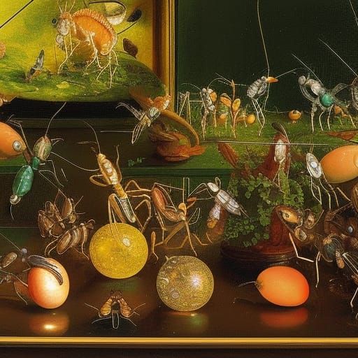 Aphids danced with an ant in a crystal shop 
Crystal statuet...