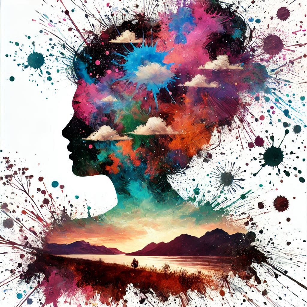 double exposure beautiful fantasy portrait landscape..