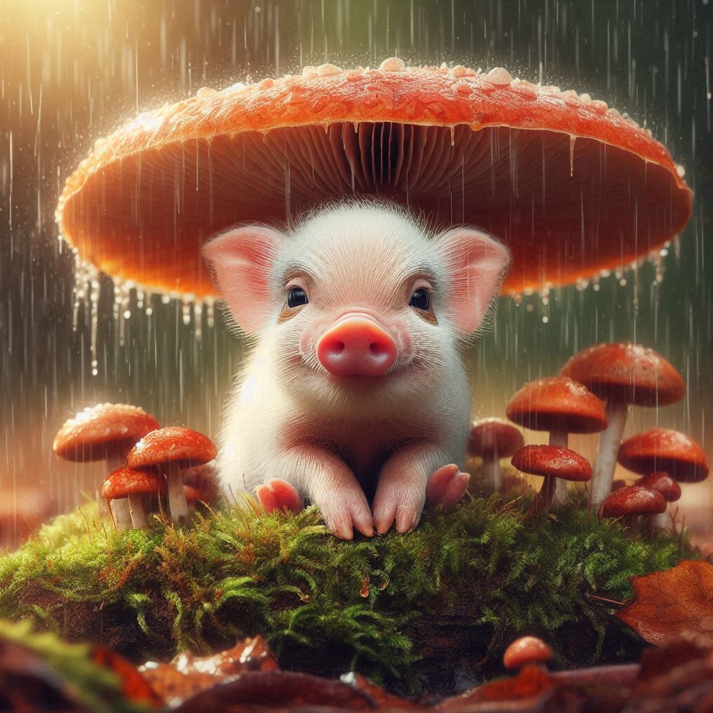 Piglet in the rain 2