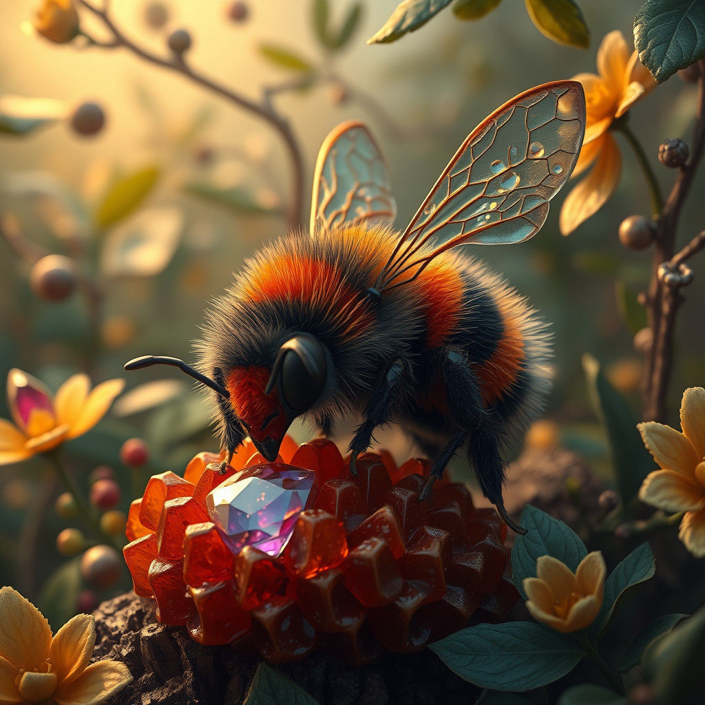 Cute Marble Bee in Detailed Matte Painting