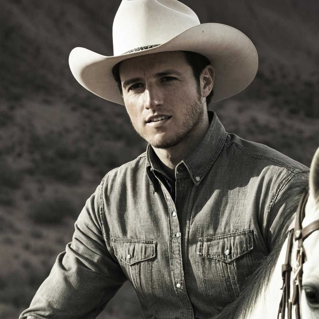 Cowboy Rides in a Spaghetti Western Film Still