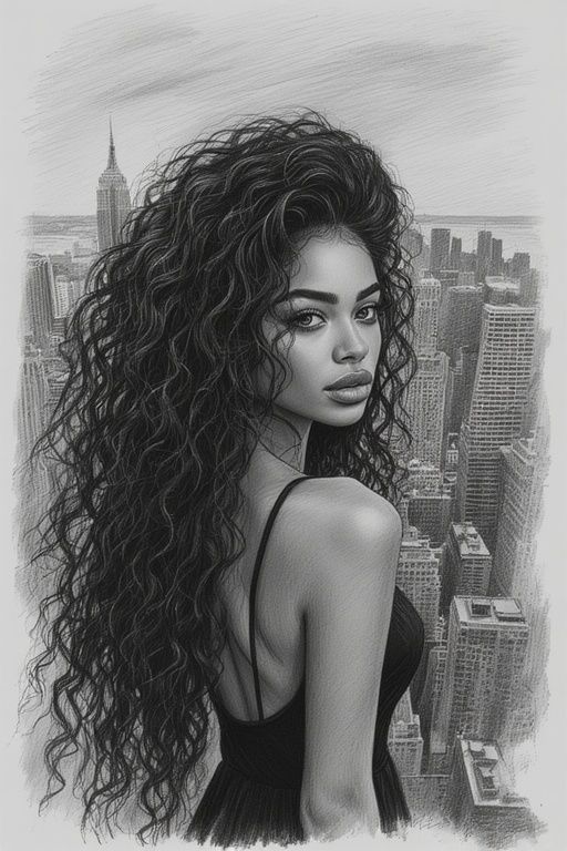 A WOMAN WITH LIGHT BROWN SKIN AND LONG DARK CURLY HAIR IN A ...