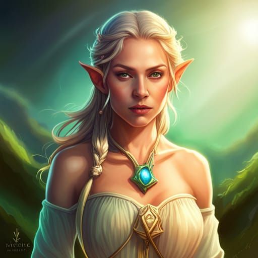 Elf woman,holding light in hands,grass field - AI Generated Artwork ...