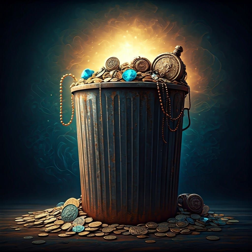Treasures Amidst the Rust: A Mysterious Trash Can Overflowin...