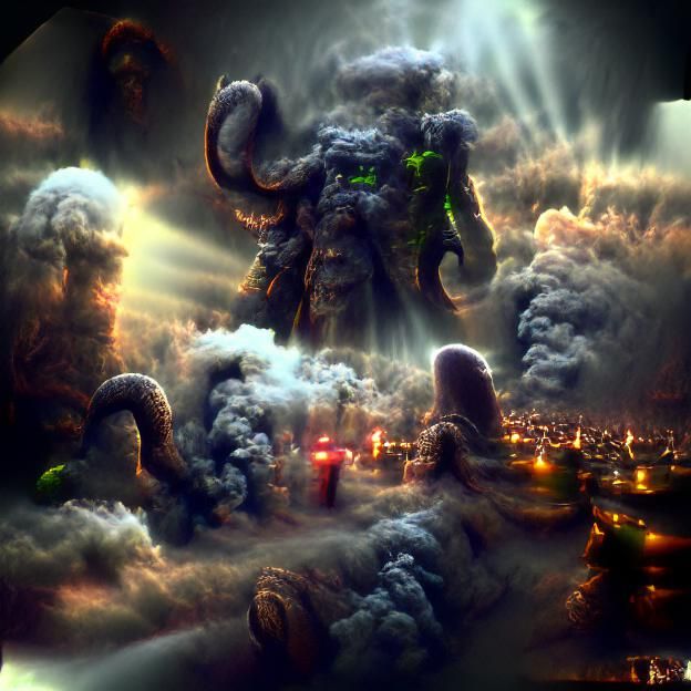 god as a man standing and look at the end of the time, cosmi...