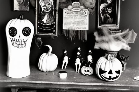 1950's vintage Halloween decorations in hell