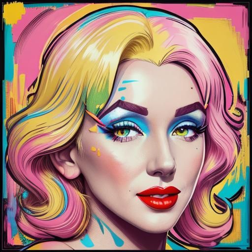 Andy Warhol style pop art of who? Cindi Lauper? Madonna? Hmm...