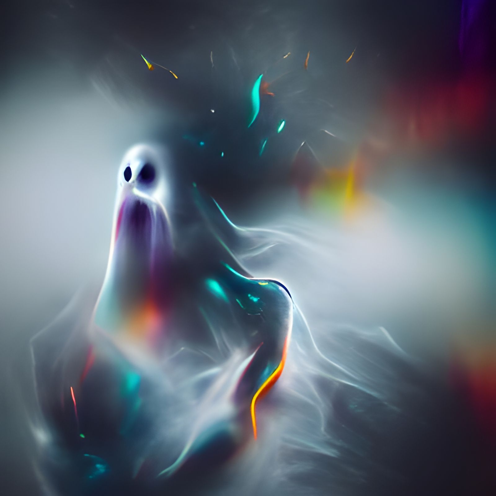A ghostly spirit fading into the void struggling to reach ou...