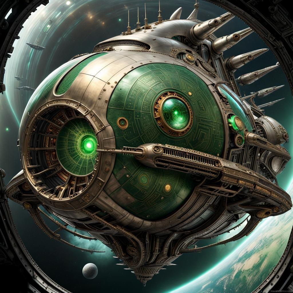 Alien space shuttle between worlds  by @Oreva