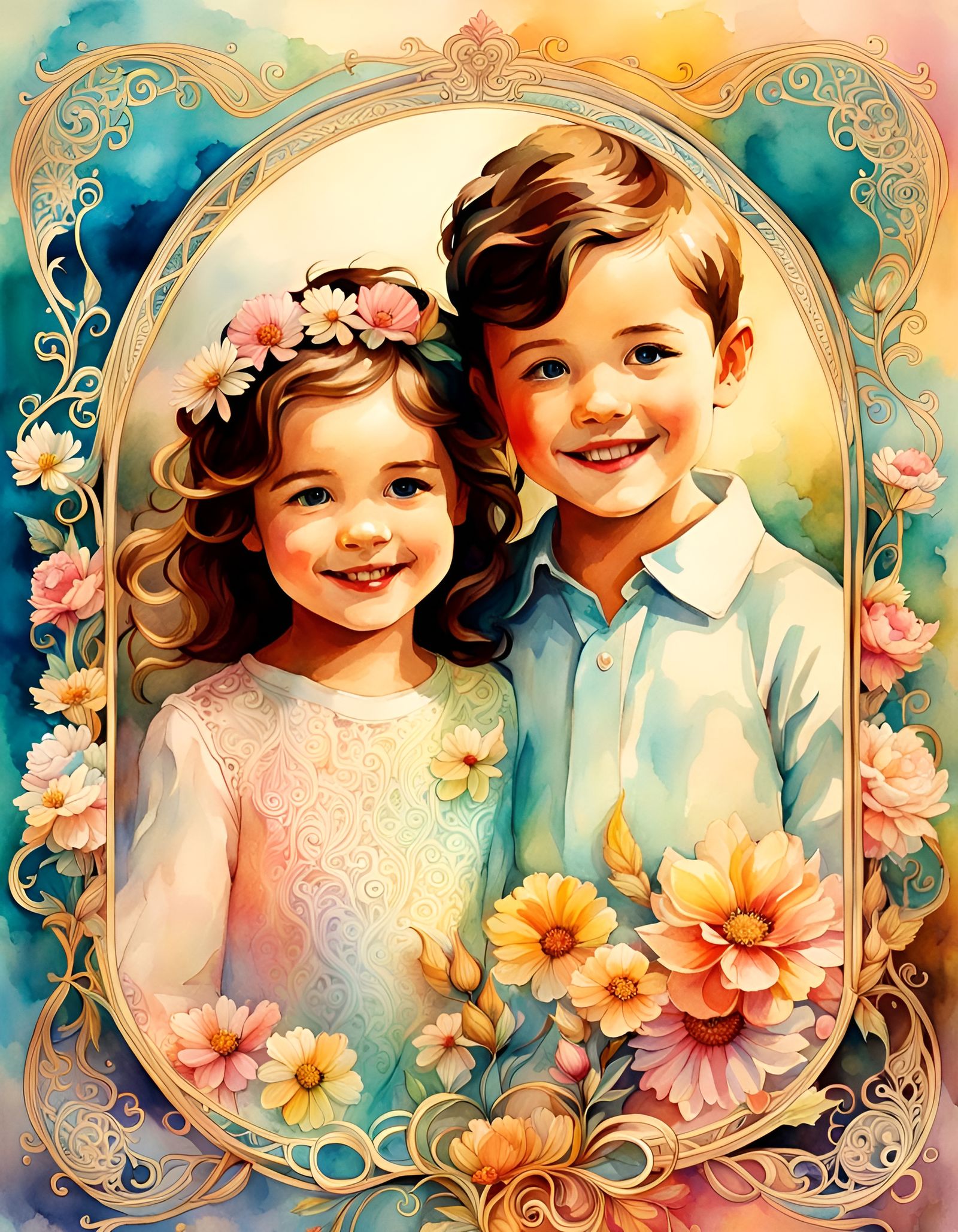 Cute vintage boy and girl  by @Biljana