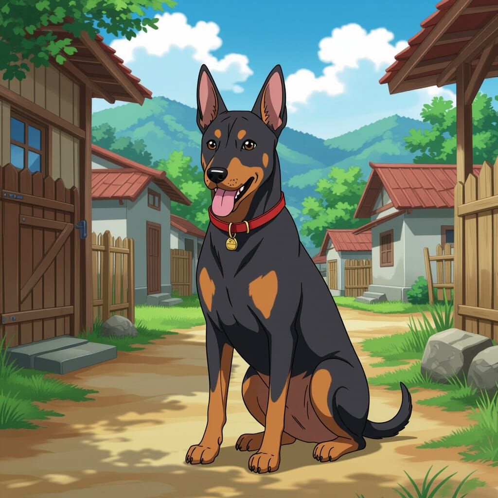 Anime Thai Ridgeback Guarding Village House