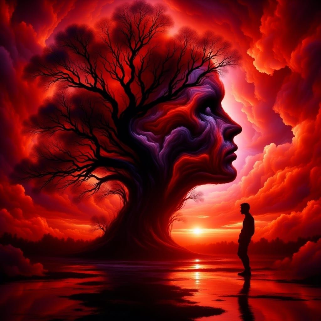 surreal. abstract. duochrome red exquisite festival of pain, tears in rain, grief that knows no end, living in an empty haunted fun house th...