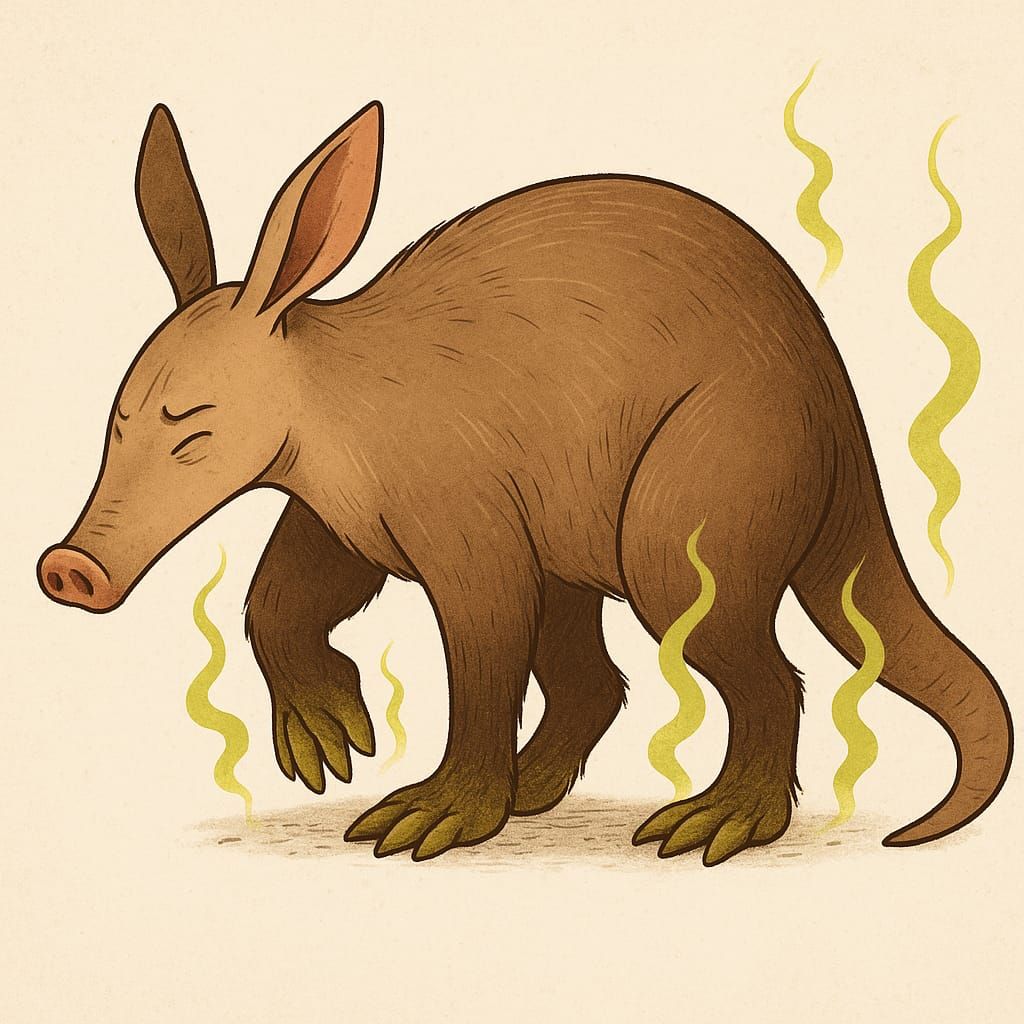 An aardvark with stinky feet.