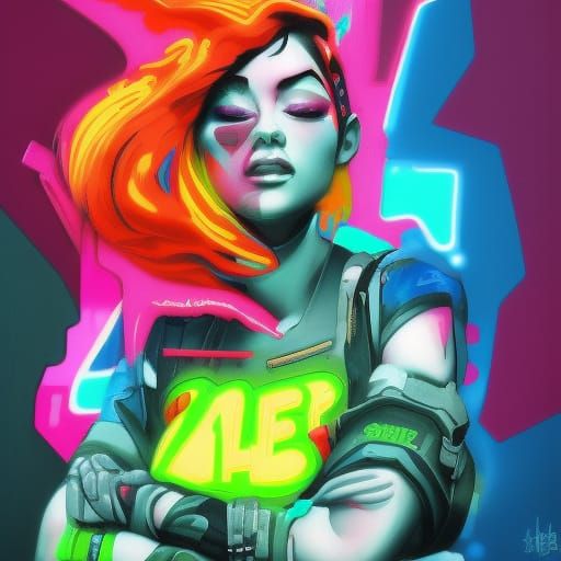 Soldier gamer female neon