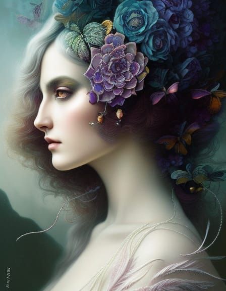 Metamorphosis Harlequin Portrait in Detailed Fantasy Art