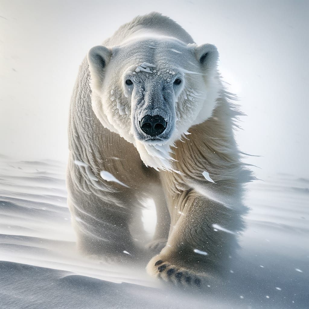 Polar Bear in Arctic Blizzard: Ultra-Realistic Image