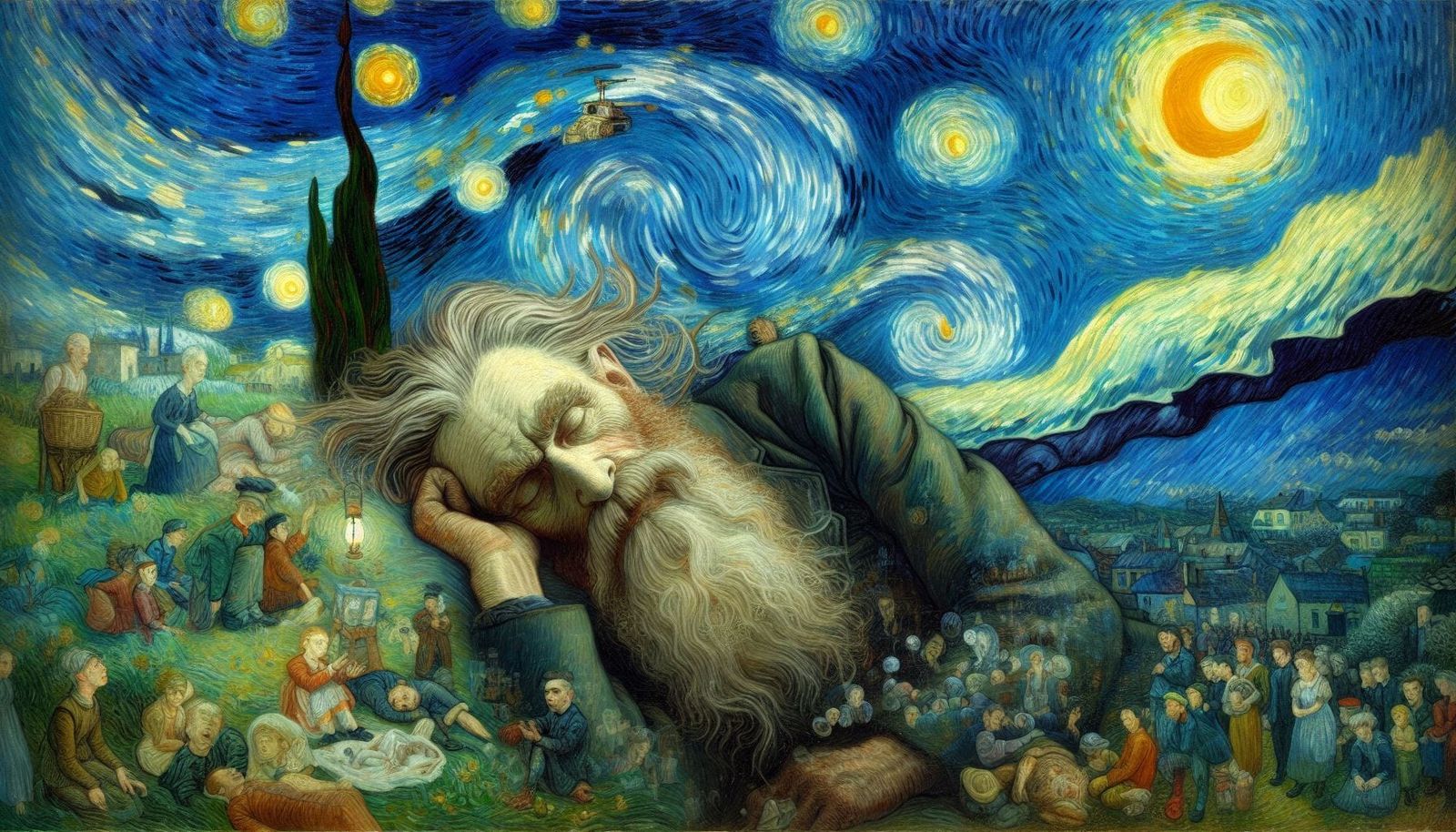 Old man dreaming (in Van Gogh style)