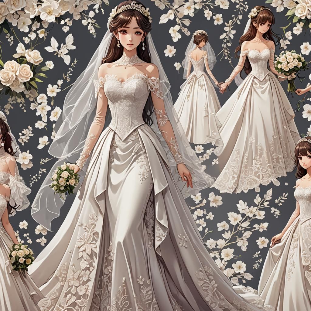 Silk and lace wedding dress spreadsheets