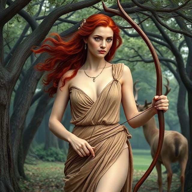 A Huntress in a woodland grove