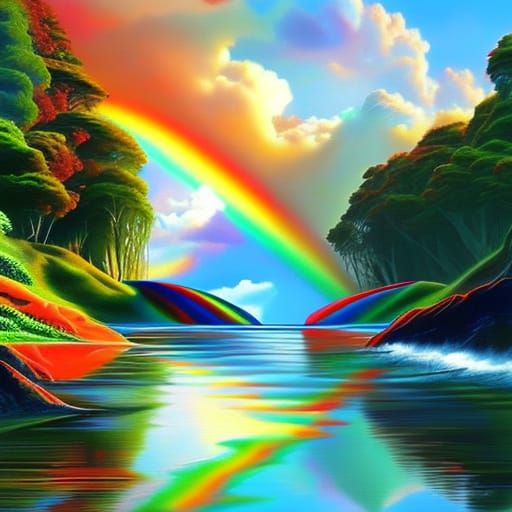 Rainbow Reflections - AI Generated Artwork - NightCafe Creator