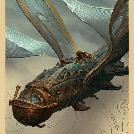 Steampunk flying ship concept art 2