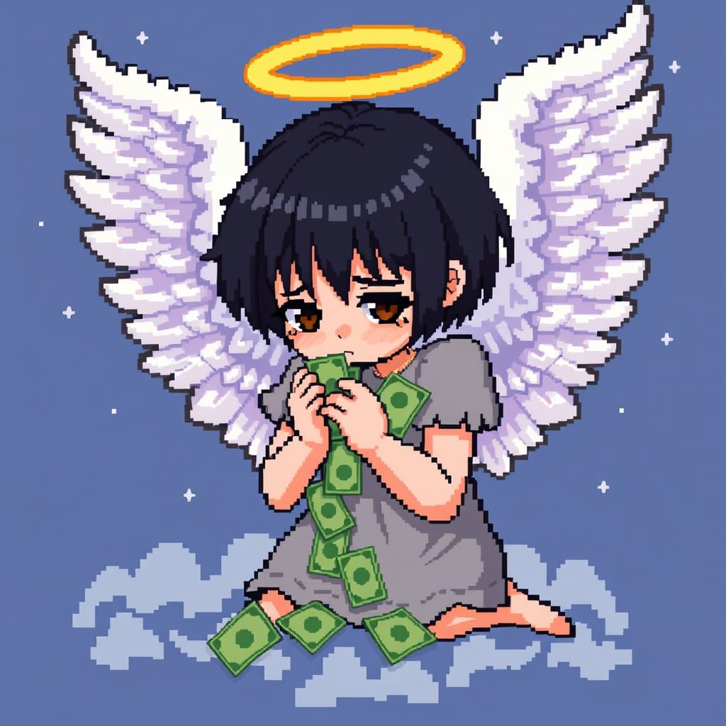 Pixel Art Angel Loses Money, Feels Sad