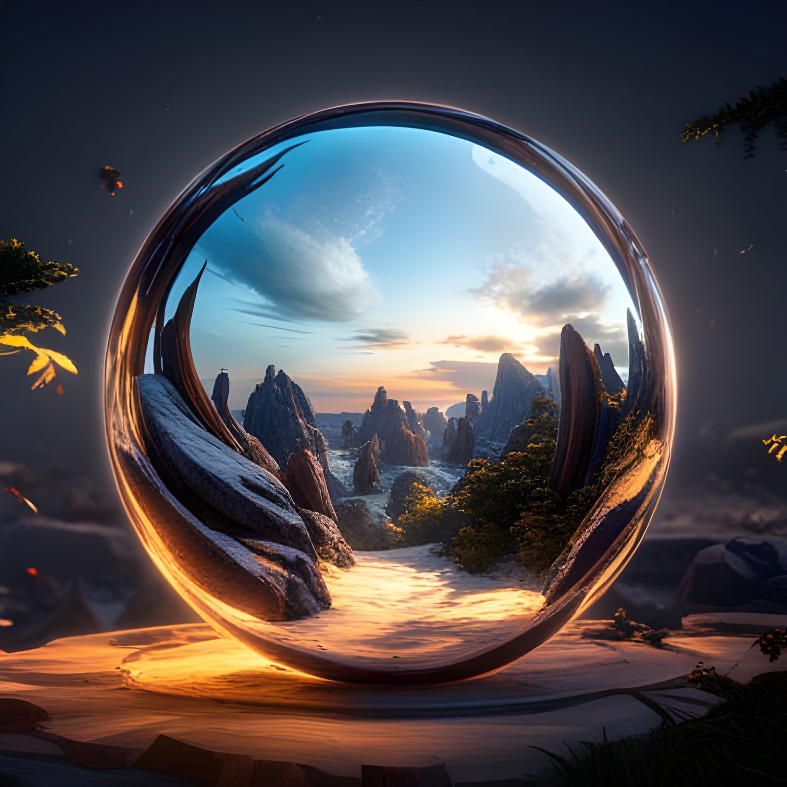 3D view inside a glass orb  by @premium