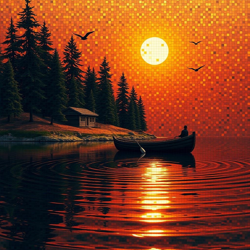 Technique and Texture
Technique: The image is clearly made with the mosaic technique, using small, shiny pieces (motifs) of various material...