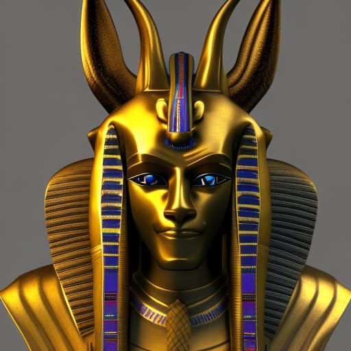 photo portrait of Anubis, Egyptian mythological being. Terrible, strong ...