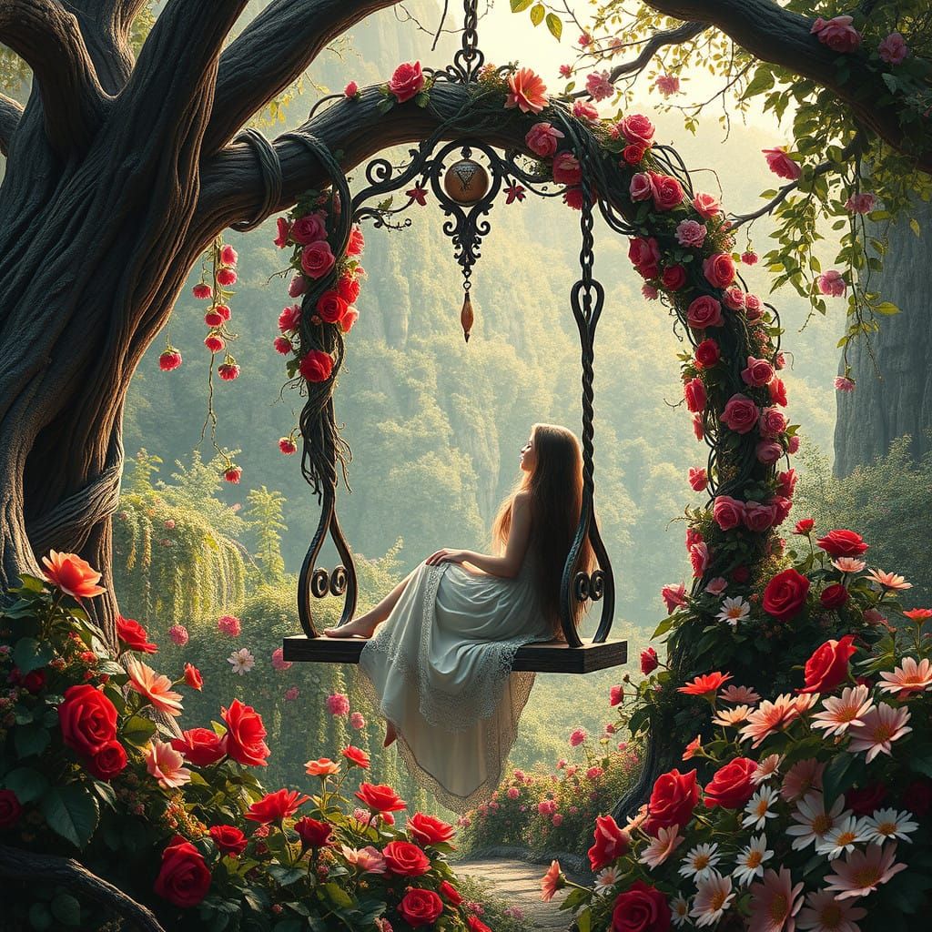 Enchanted Oasis with Mystical Woman