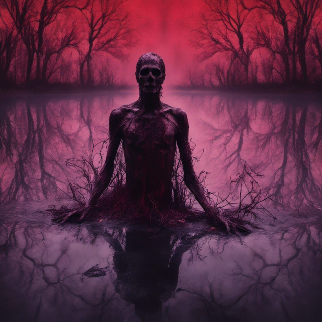 Macabre Double Exposure Portrait in Watercolor Style