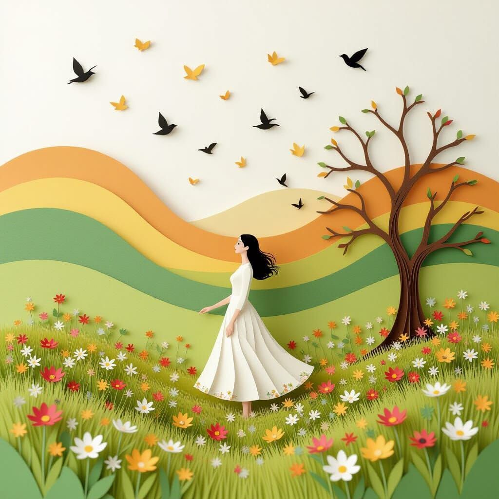 Serene Paper Meadow Inspired by Jen Stark