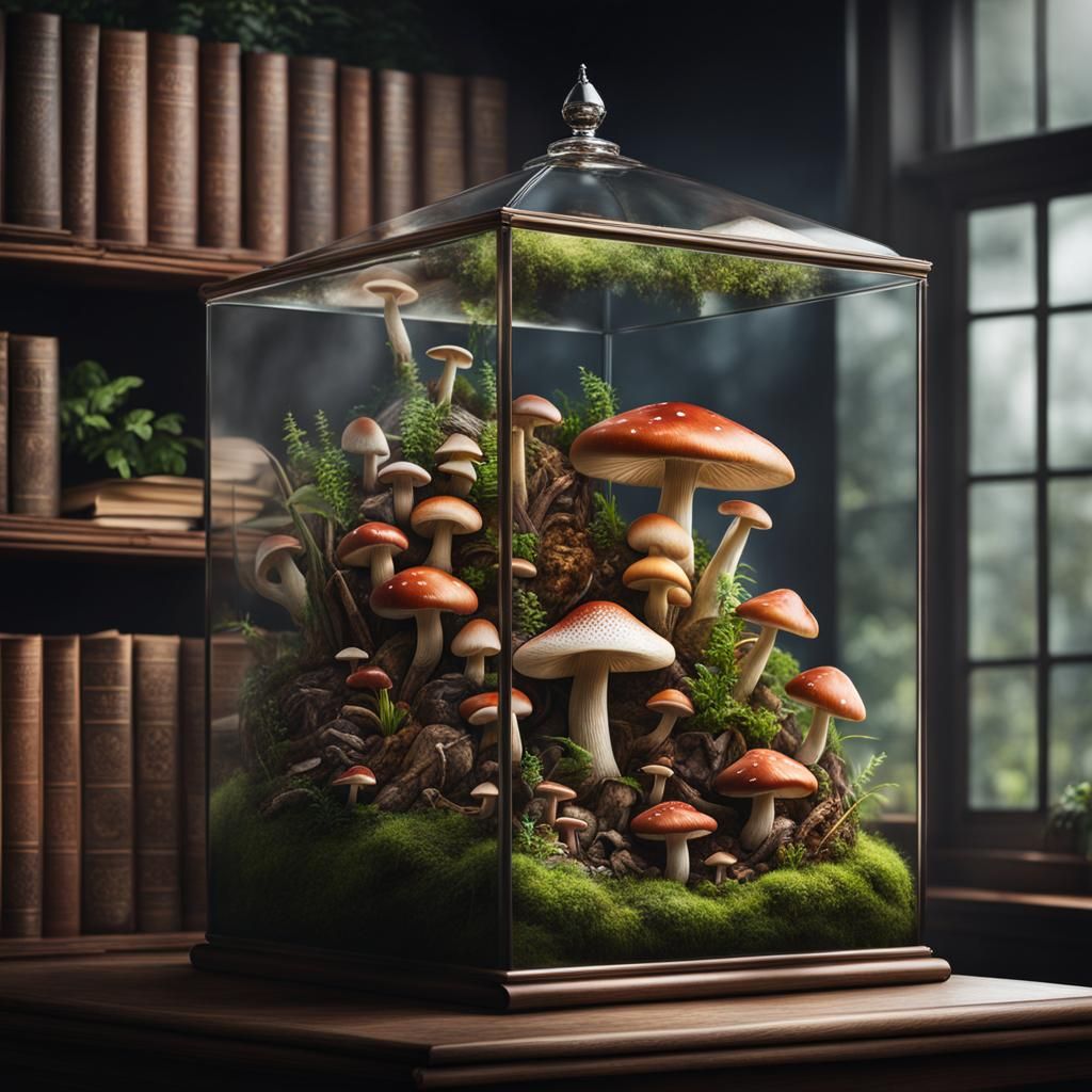 Mushroom Terrarium - AI Generated Artwork - NightCafe Creator