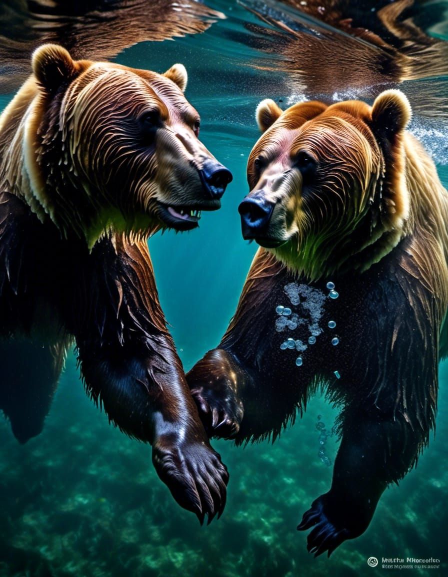 underwater photography captures incredible aquatic Obese Kodiak Bear