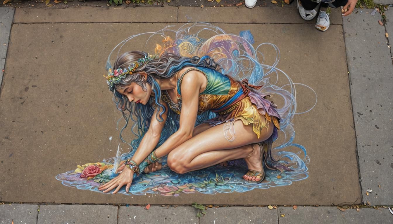 Chalk art drawn by paint art