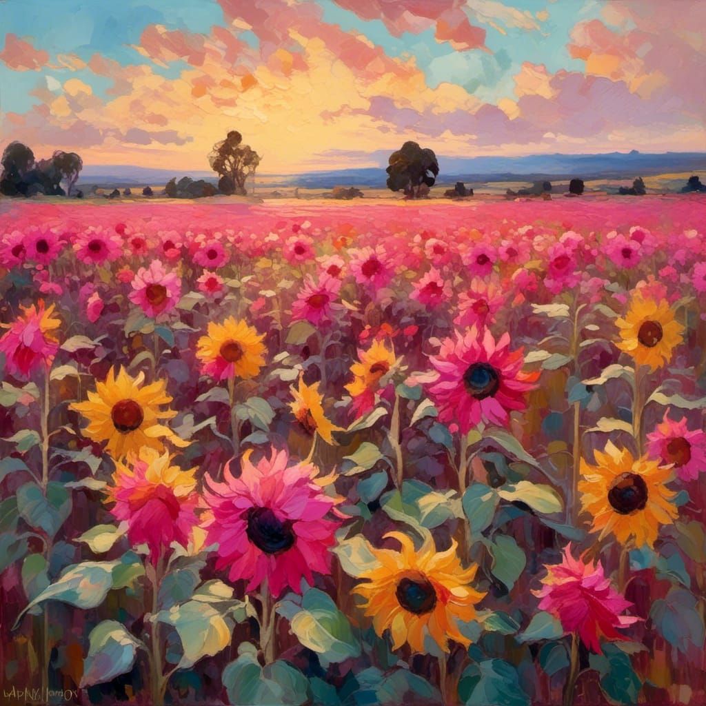Hot pink sunflowers