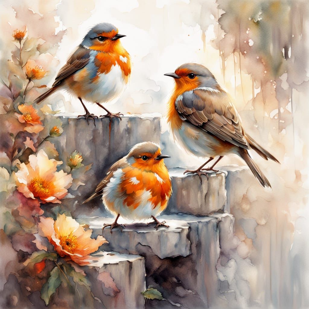 THREE LITTLE ROBINS...  by @DorianaGrey 