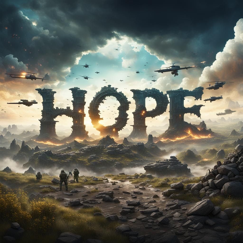 The word "HOPE" formed by clouds over a military battle ground  by @TheKoz888