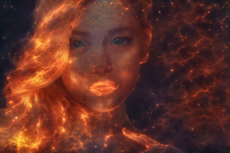 A cosmic Goddess, pensively pondering on her next work of cosmic art.