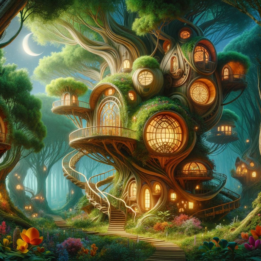 Unusual Treehouses - AI Generated Artwork - NightCafe Creator