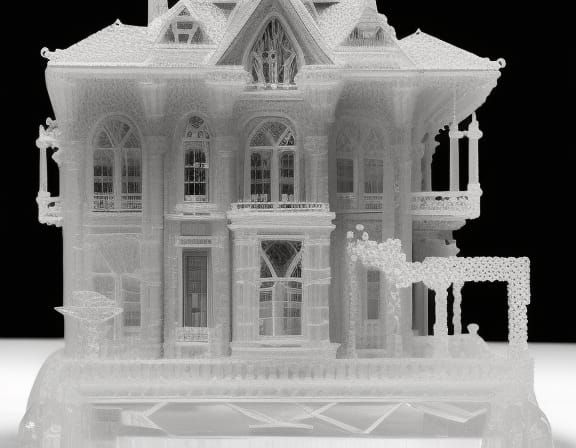 Home carved from crystal. House mansion miniature sculpture ...