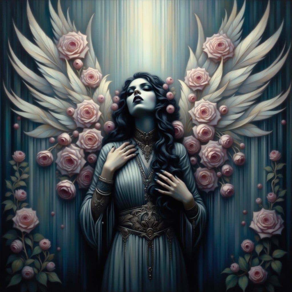Serene Figure Emerges into Dreamlike Atmosphere in Surrealis...