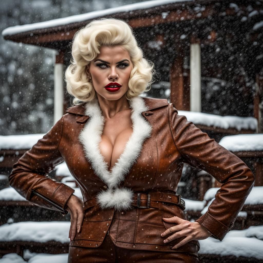 Jayne Mansfield dressed in leather visits Samoa while it sno...