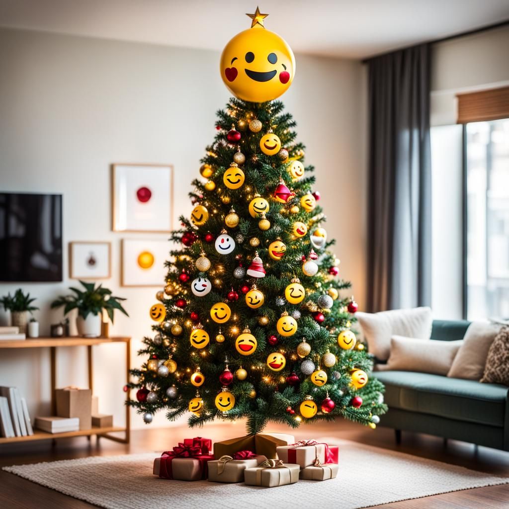 Christmas tree decorated with emojis AI Generated Artwork NightCafe