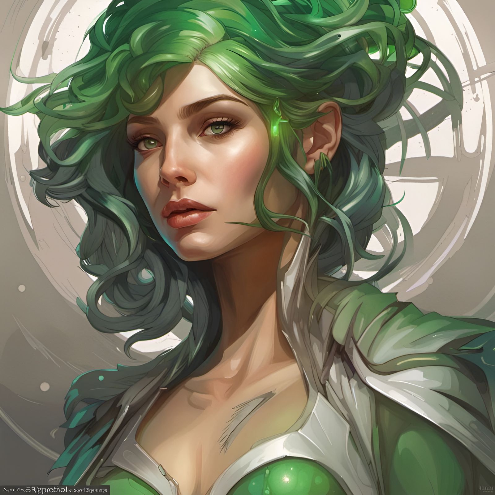 The Alpha centauri princess, with green hait, beauty, scifi - AI ...