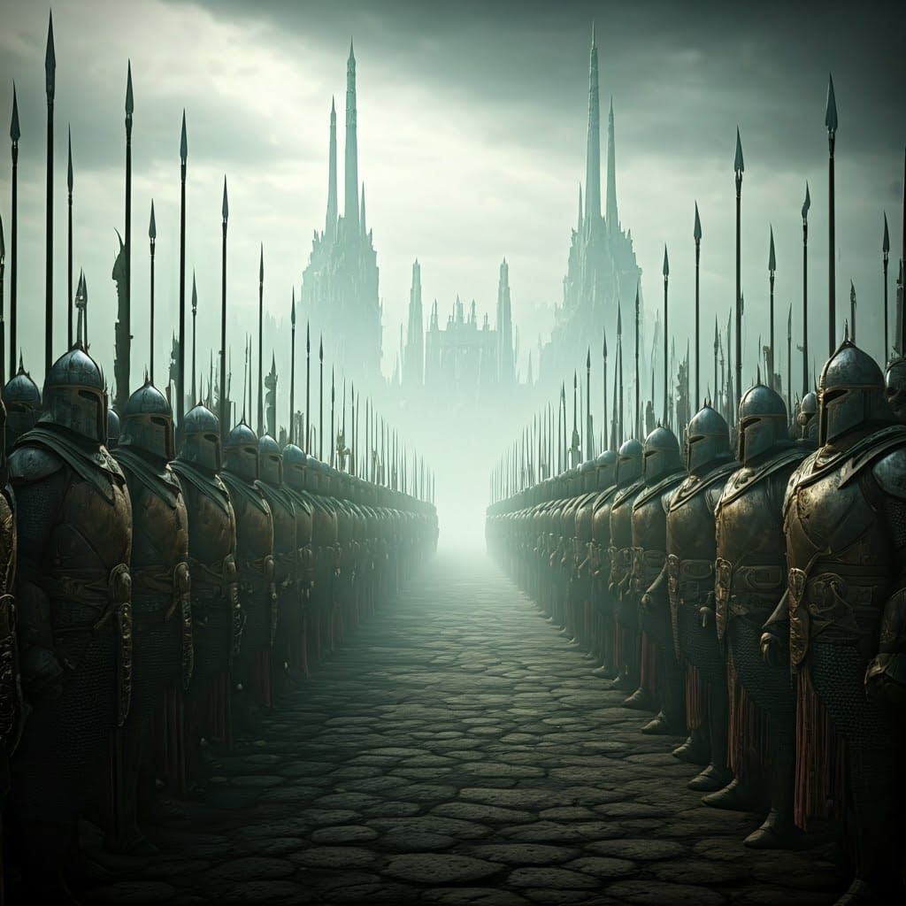 Armor-Clad Warriors Clash on Mystical Battlefield