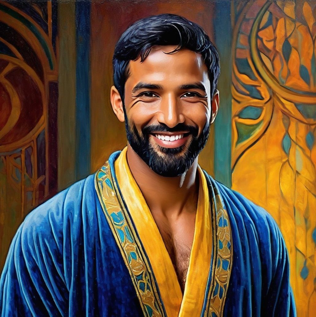 Portrait of a sweet bearded man