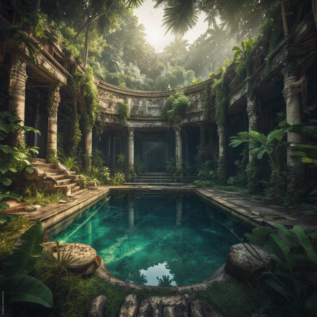 Abandoned pool in the jungle  by @Chaos_Theory