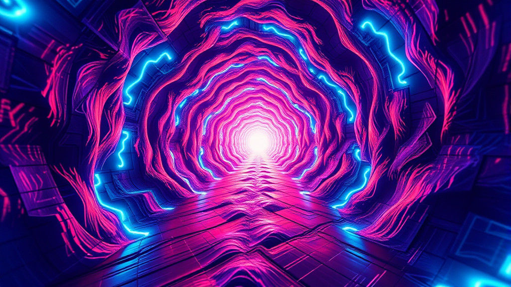 Elastic reality / warped and stretched, rough neon, biolumin...